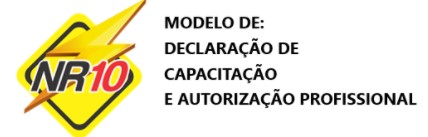 Modelo de declaração de captacitação e autorização profissional- AUTORIZAÇÃO ATIVIDADES ELETRICISTA PARA QUEM NÃO É TECNICO